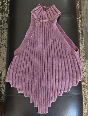 Forever 21 Plum Ribbed Mock Neck Sleeveless Top